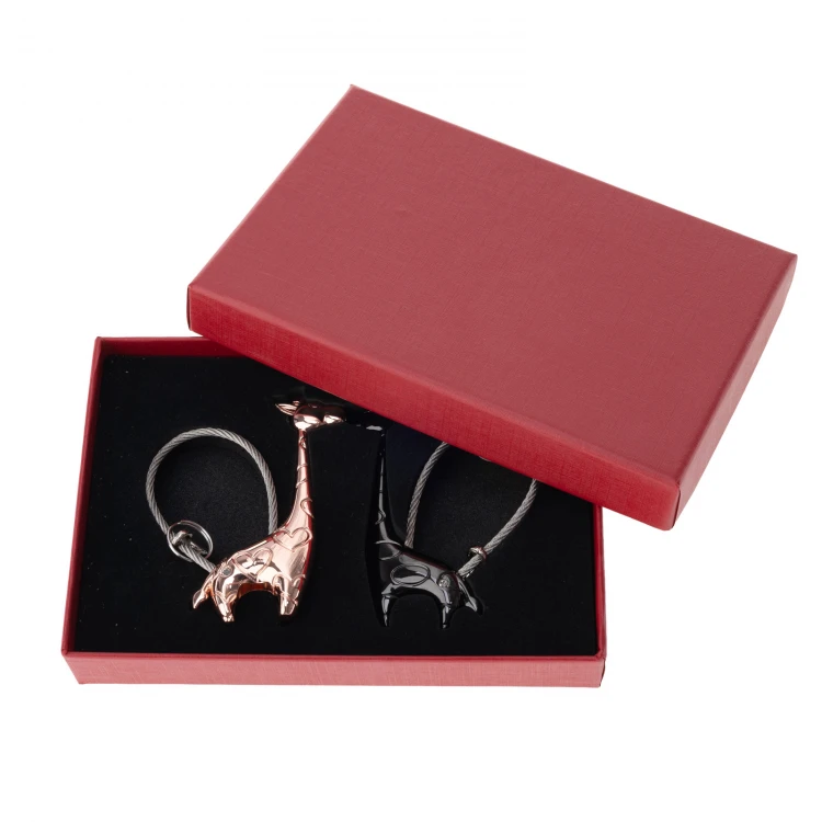 Set of Two Love Giraffes Keychains with Your Engraving - BP172