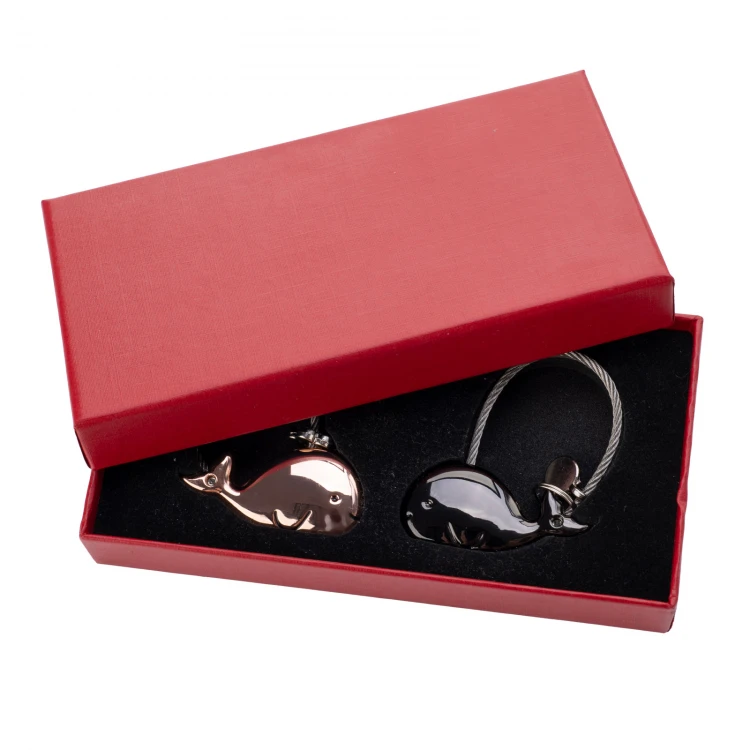 Set of Two Love Whales Keychains with Your Engraving - BP174