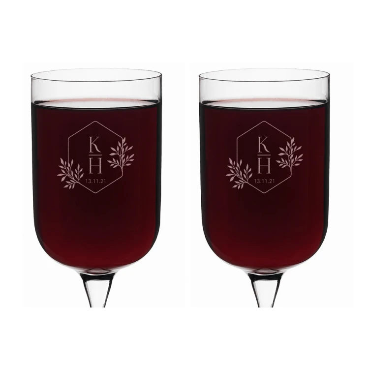 Engraved Wine Glasses - Gift for the Newlyweds - Initials - KL009