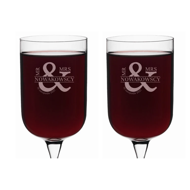Engraved Wine Glasses - Gift for the Newlyweds - Mr&Mrs - KL014