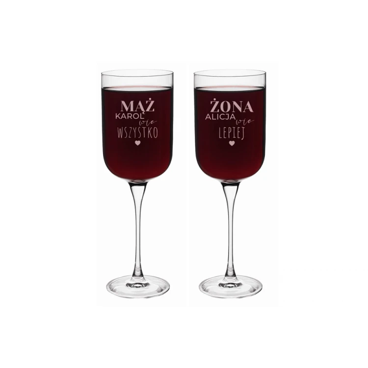Engraved Wine Glasses - Gift for Newlyweds - Husband Knows Everything, Wife Knows Better - KL021