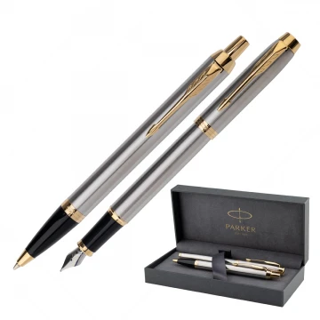 Parker IM Core Brushed GT Set - Fountain Pen and Ballpoint Pen - PAR209-DUO-PRO