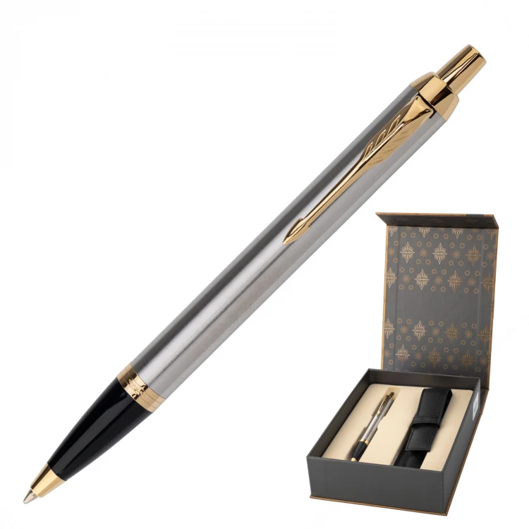 Parker IM Core Brushed Metal GT Set - Pen with Case - PAR227
