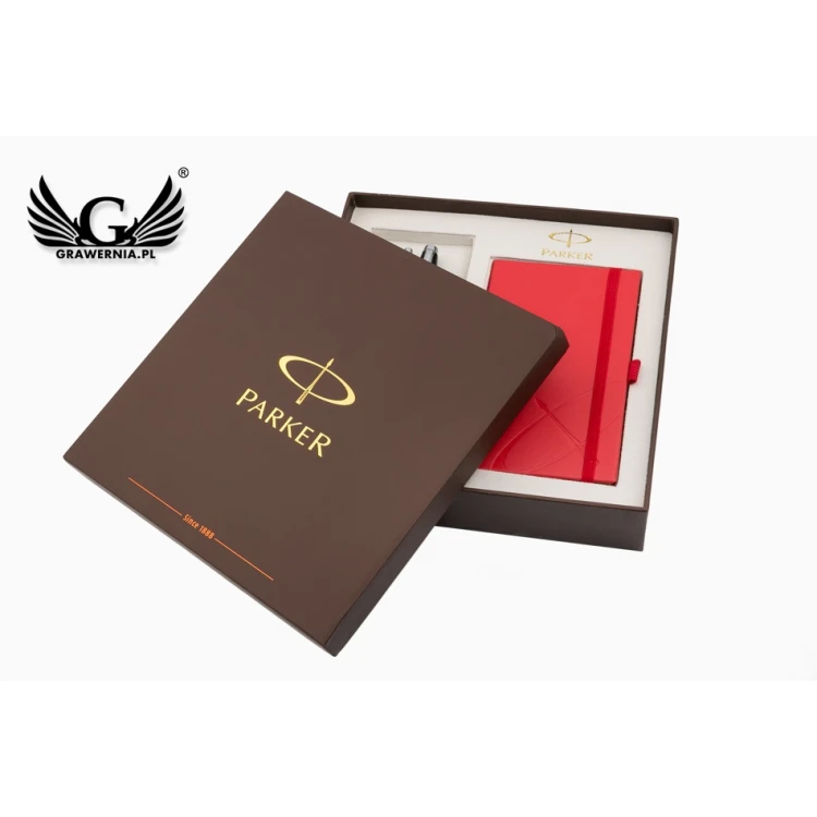 Parker IM Black CT Fountain Pen and Ballpoint Pen Set with Red Notebook - Brown Box - PAR134-DUO-PT