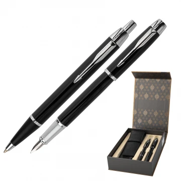 Parker IM Black CT Fountain Pen and Ballpoint Pen Set with Case - PAR127-DUO-SW
