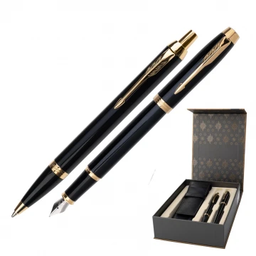 Parker IM Black GT Fountain Pen and Ballpoint Pen Set with Case - PAR161-DUO