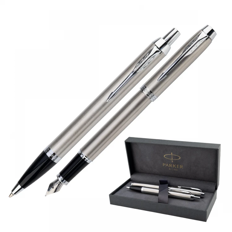 Parker IM Essential Stainless Steel CT Set - Fountain Pen and Ballpoint Pen - PAR213-DUO-PRO