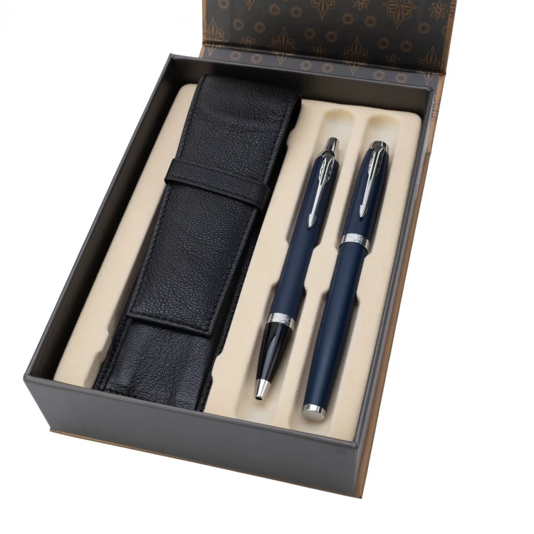 Parker IM Blue CT Fountain Pen and Ballpoint Pen Set with Case - PAR133-DUO-PT
