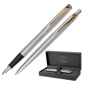 Parker Jotter Core Stainless Steel GT Set - Fountain Pen and Ballpoint Pen - PAR234-DUO-PRO