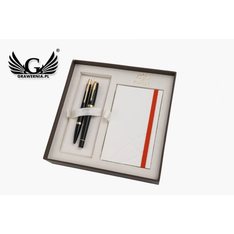 Parker URBAN Core Muted Black GT Fountain Pen and Ballpoint Pen Set with White Notepad - PAR136-DUO-PT