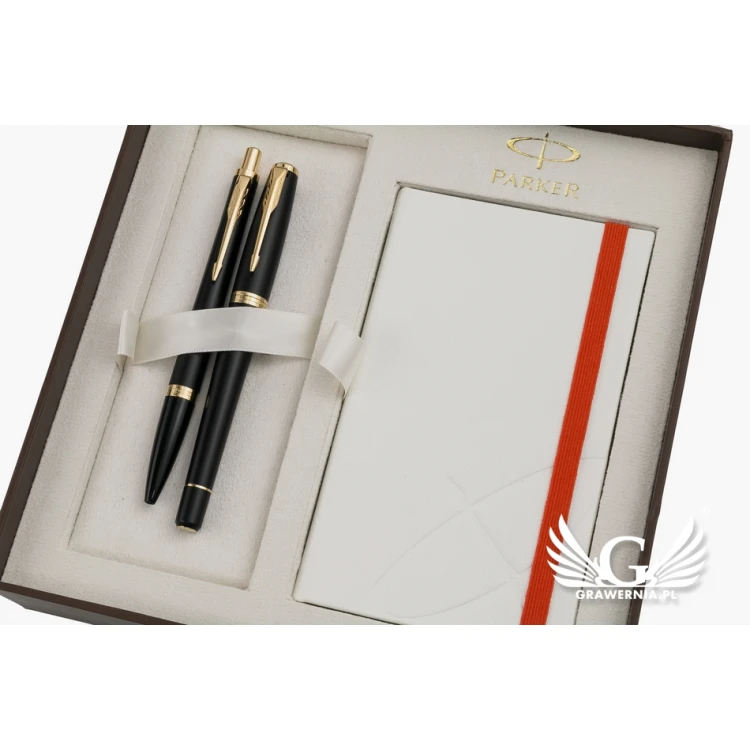 Parker URBAN Core Muted Black GT Fountain Pen and Ballpoint Pen Set with White Notepad - PAR136-DUO-PT