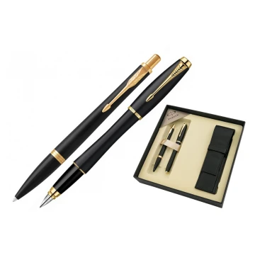 Parker URBAN Muted Black GT Fountain Pen and Ballpoint Pen Set with Case - PAR006-DUO-PT
