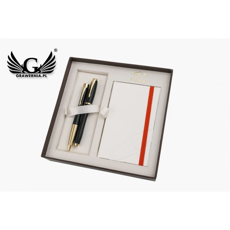 Parker URBAN Muted Black GT Fountain Pen and Ballpoint Pen Set with White Notepad - PAR138-DUO-SW
