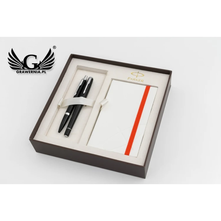 Parker URBAN Core Muted Black CT Fountain Pen and Ballpoint Pen Set with White Notepad - PAR169-DUO-PT