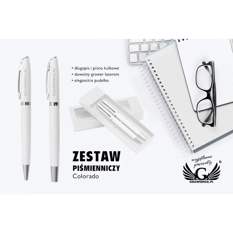 Writing Set with Engraving - COLORADO - White - KP008