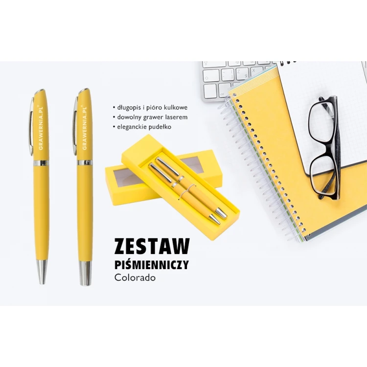 Writing Set with Engraving - COLORADO - Yellow - KP010