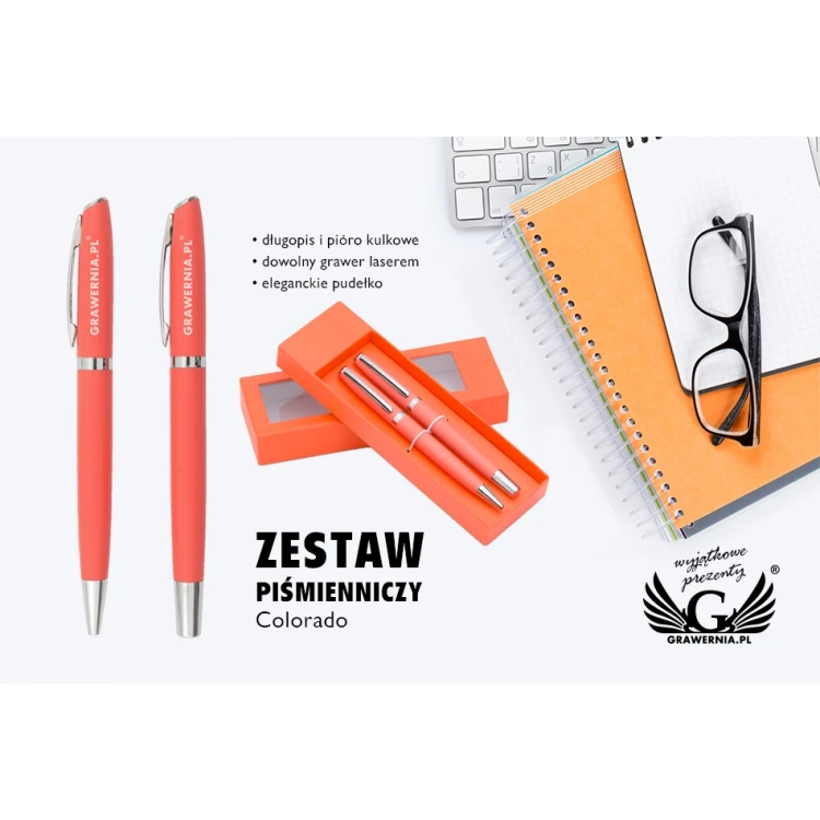 Writing set with engraving - COLORADO - orange - KP011