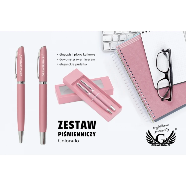 Writing Set with Engraving - COLORADO - Pink - KP012