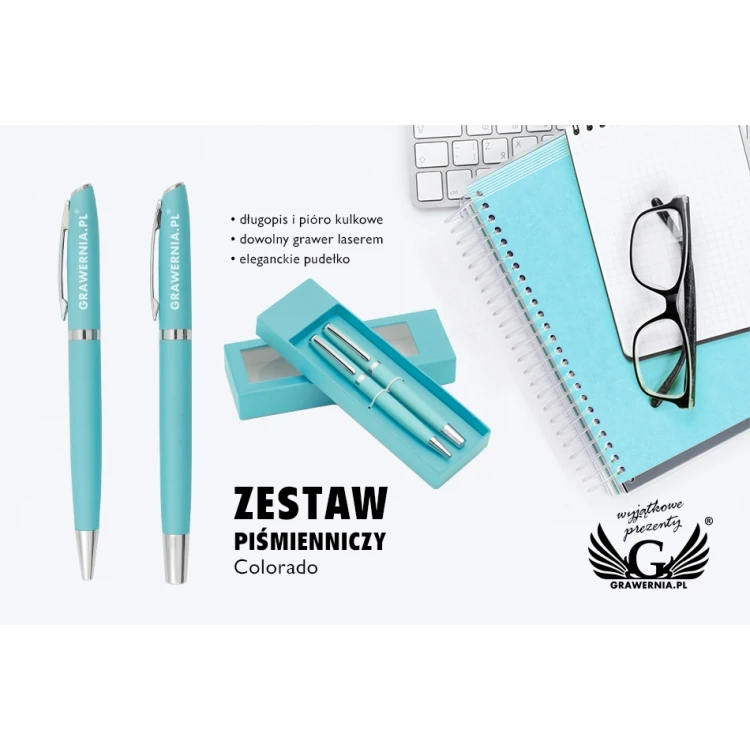 Writing set with engraving - COLORADO - blue - KP013