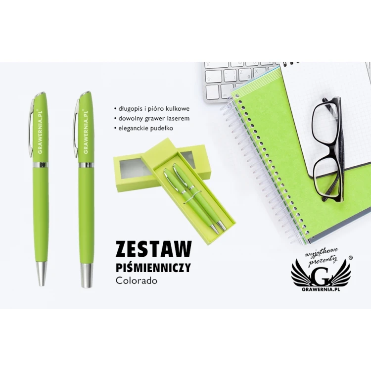 Engraved Writing Set - COLORADO - Green - KP014
