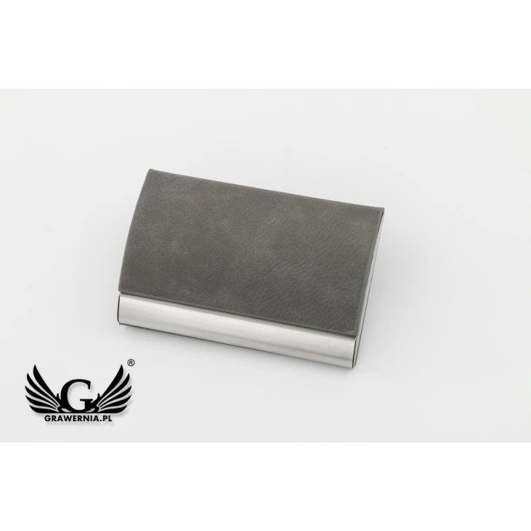 Gift Set Business Card Holder + Keyring - Fabio Grey with Engraving - ZU004
