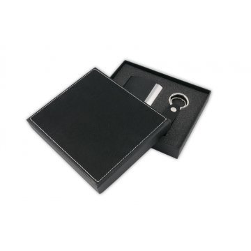 Gift Set Business Card Holder + Keyring - Fabio Black with Engraving - ZU003