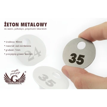 Metal Token 40mm - LEO - 1mm thick steel for cloakrooms, medical clinics - BM034