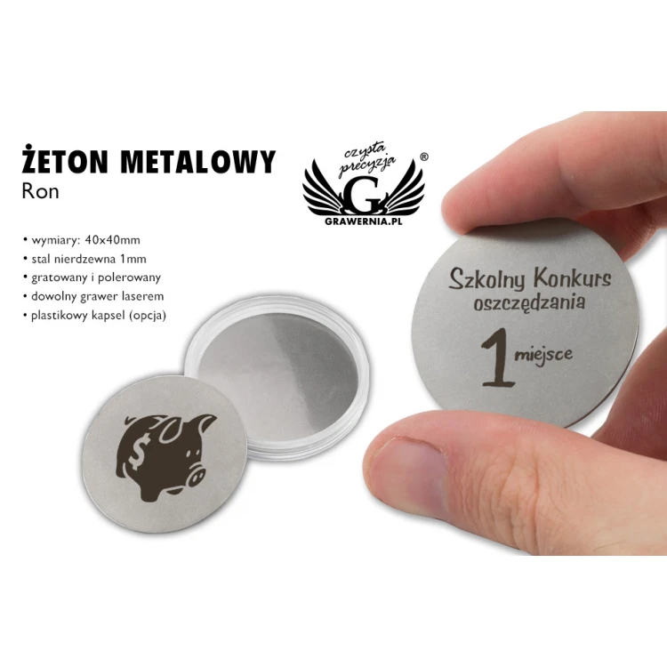 Metal Token Ron - diameter: 40mm - laser engraving - BM036