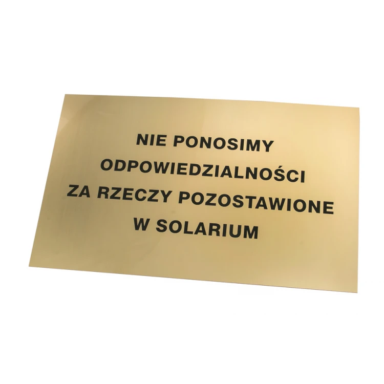 Gold Engraved Information Plaque - Laminate thickness 1.6mm - Dimensions 500x300mm - SZ145