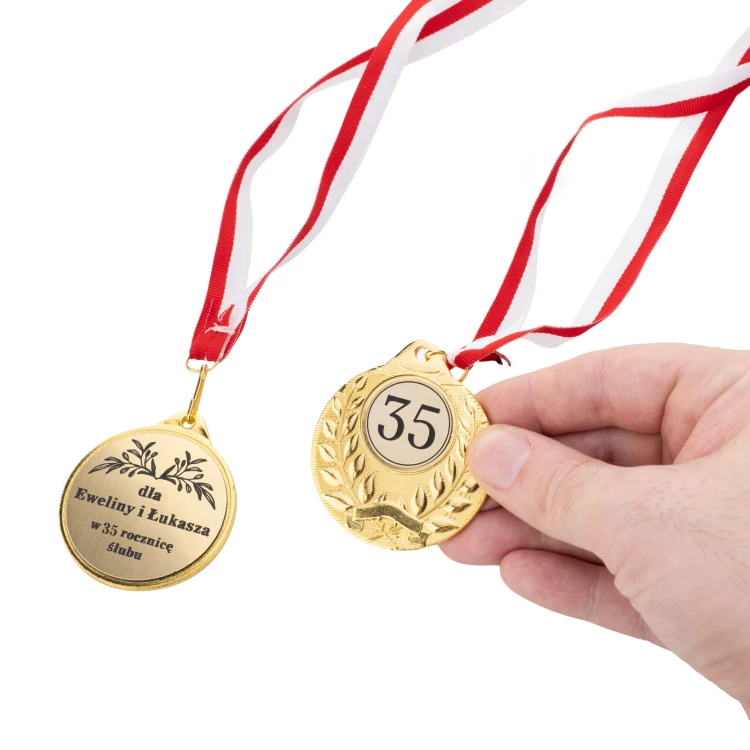 Gold Medals for 35th Coral Wedding Anniversary - Set in Wooden Case - MGR108