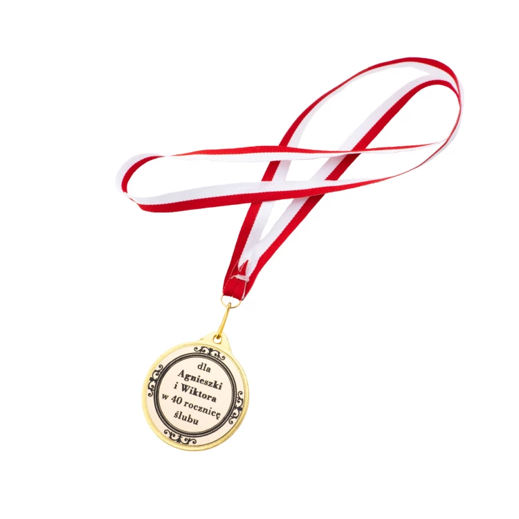 Golden Medals for 40th Ruby Wedding Anniversary - Set in Wooden Case - MGR109