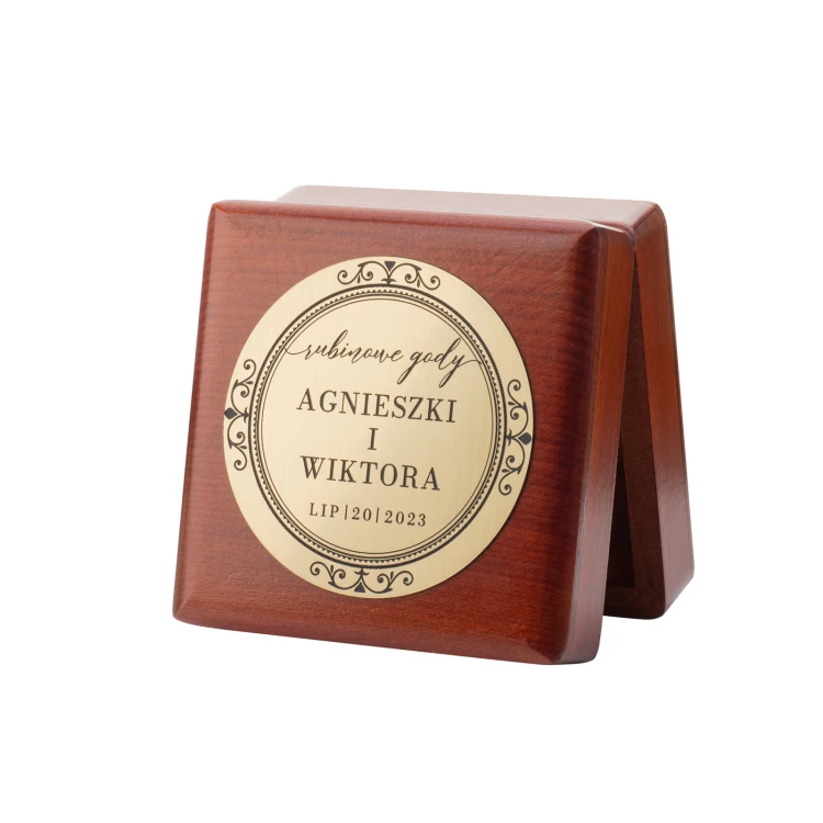 Golden Medals for 40th Ruby Wedding Anniversary - Set in Wooden Case - MGR109