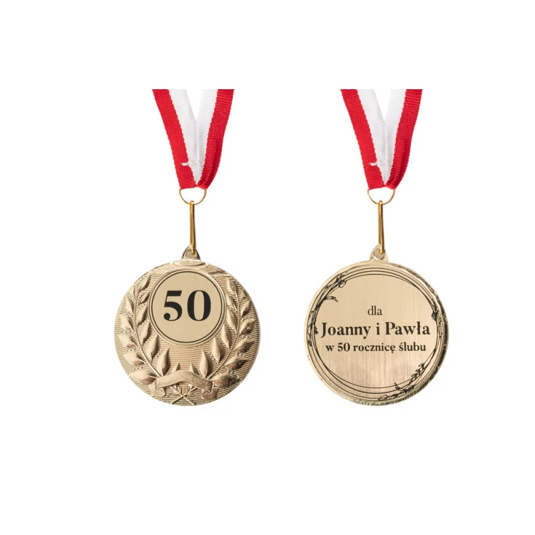 Golden Medals for 50th Golden Wedding Anniversary - Set in Wooden Case - MGR003