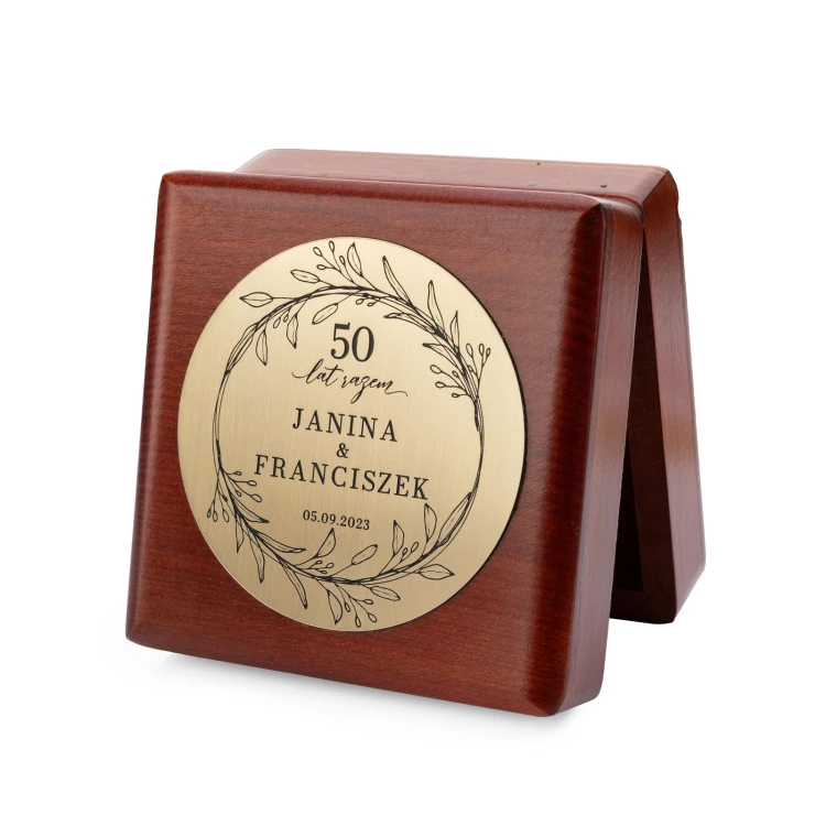 Golden Medals for 50th Golden Wedding Anniversary - Set in Wooden Case - MGR111