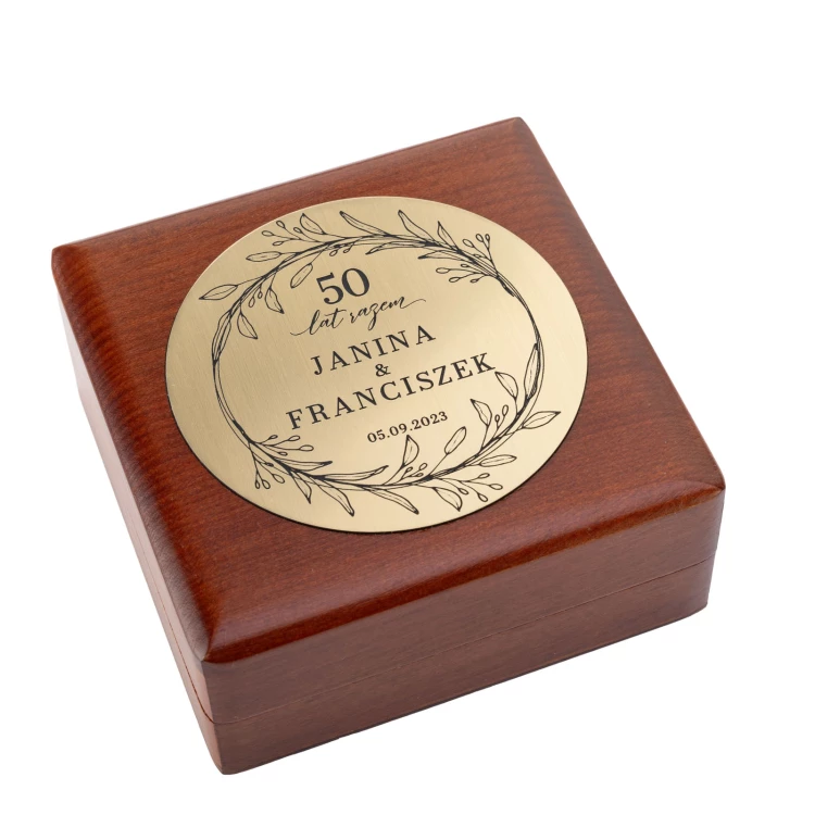 Golden Medals for 50th Golden Wedding Anniversary - Set in Wooden Case - MGR111