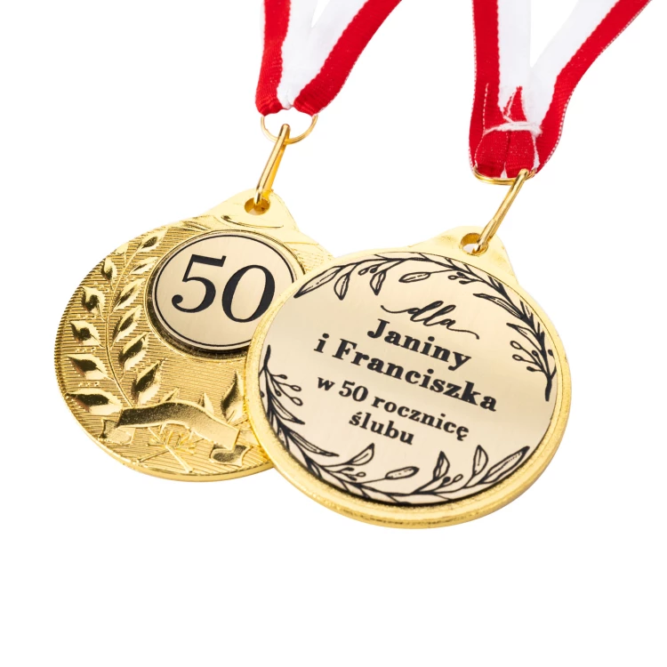 Golden Medals for 50th Golden Wedding Anniversary - Set in Wooden Case - MGR111